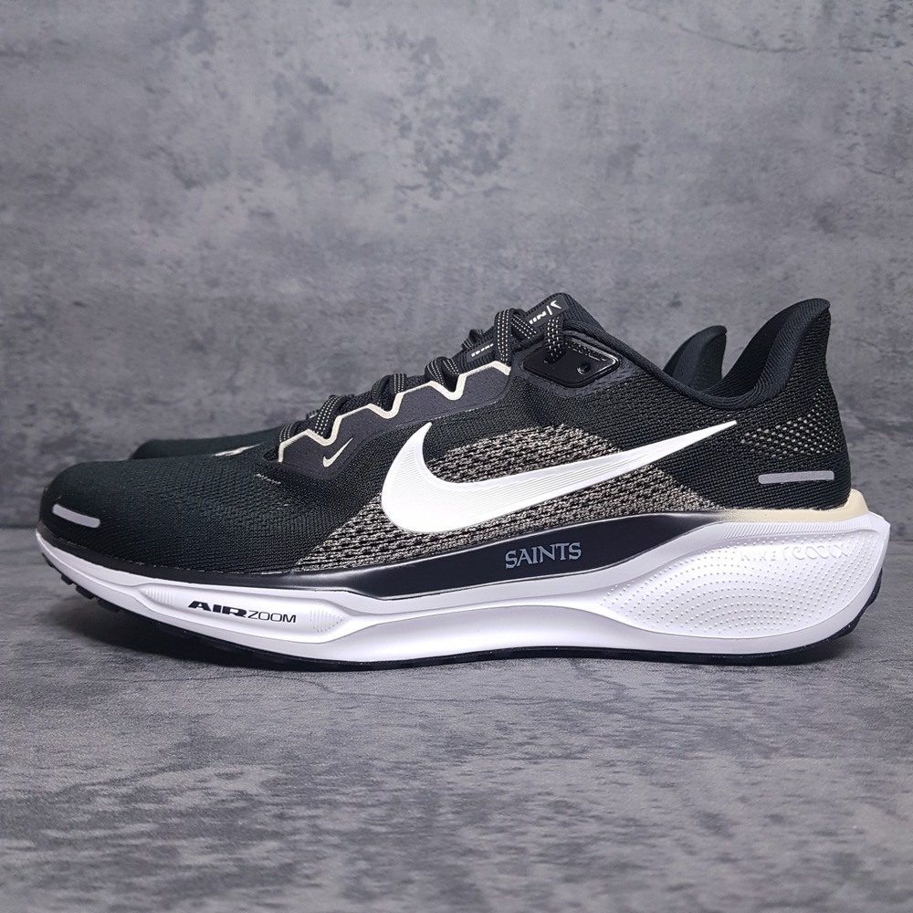 NIKE Air Zoom Pegasus 41 New Orleans Saints Running Shoes Mens 9 Black Gold